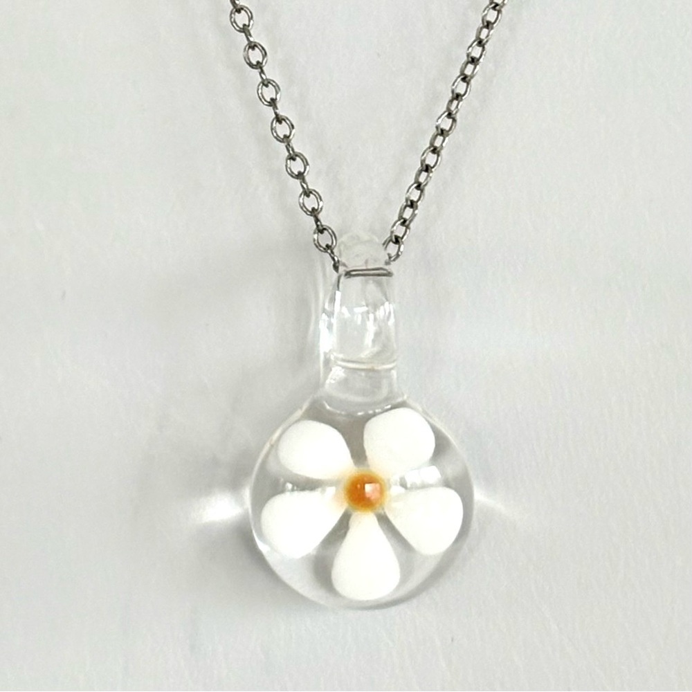Silver 926 Daisy Pendant Necklace Italy